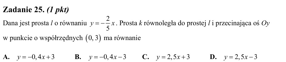 Zadanie 25: Równanie prostej równoległej - matura matematyka 2013
