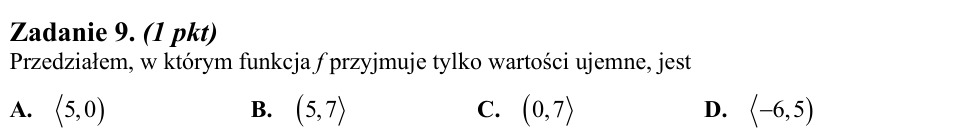 Zadanie 9: Przedział wartości ujemnych - matura matematyka 2013