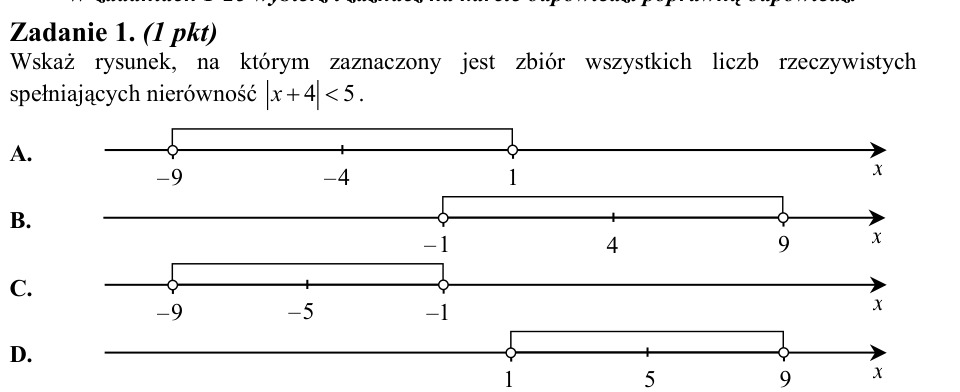 Zadanie 1: Nierówność z wartością bezwzględną - matura matematyka 2013