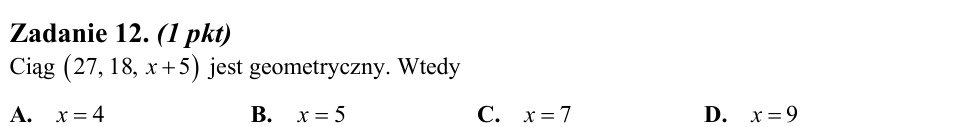 Zadanie 12: Ciąg geometryczny - matura matematyka 2013