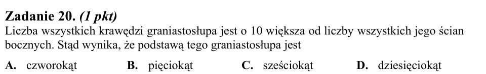 Zadanie 20: Podstawa graniastosłupa - matura matematyka 2013