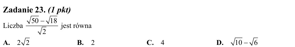 Zadanie 23: Wartość wyrażenia z pierwiastkiem - matura matematyka 2013