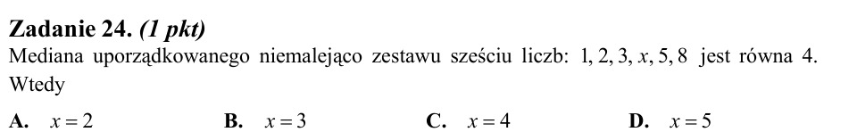 Zadanie 24: Mediana zestawu liczb - matura matematyka 2013