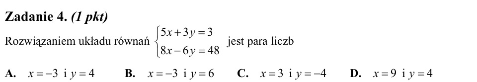 Zadanie 4: Para rozwiązań układu - matura matematyka 2013