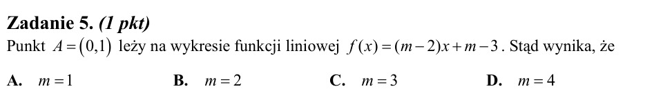 Zadanie 5: Współczynnik funkcji liniowej - matura matematyka 2013
