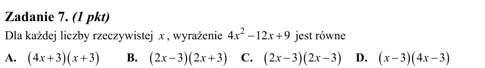 Zadanie 7: Postać iloczynowa trójmianu - matura matematyka 2013