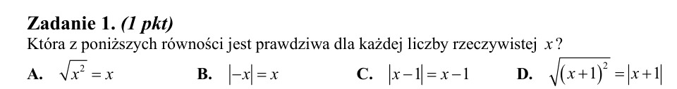 Zadanie 1: Równość prawdziwa dla każdej liczby - matura matematyka 2014