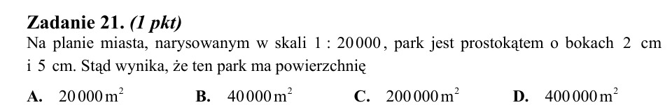 Zadanie 21: Powierzchnia parku w skali - matura matematyka 2014