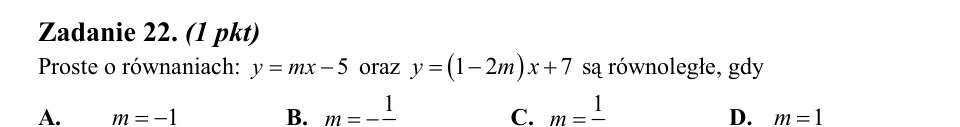 Zadanie 22: Współczynnik prostych równoległych - matura matematyka 2014