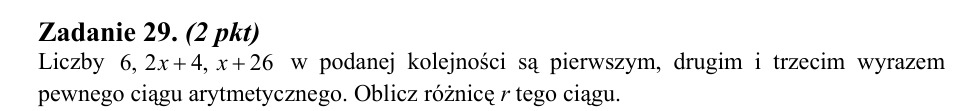 Zadanie 29: Różnica ciągu arytmetycznego - matura matematyka 2014