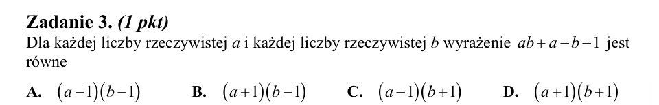 Zadanie 3: Postać iloczynowa wyrażenia - matura matematyka 2014