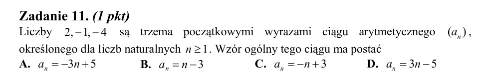 Zadanie 11: Wzór ciągu arytmetycznego - matura matematyka 2014