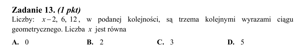 Zadanie 13: Wyraz ciągu geometrycznego - matura matematyka 2014