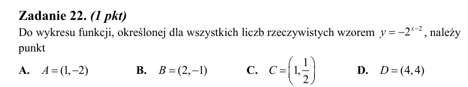 Zadanie 22: Punkt funkcji wykładniczej - matura matematyka 2014
