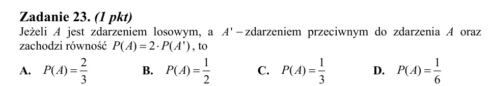 Zadanie 23: Prawdopodobieństwo zdarzenia - matura matematyka 2014