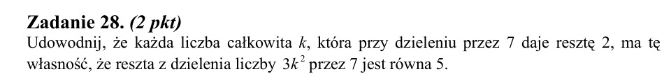 Zadanie 28: Reszta z dzielenia kwadratu - matura matematyka 2014