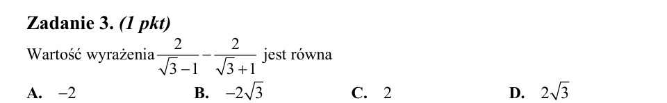 Zadanie 3: Wartość różnicy ułamków - matura matematyka 2014