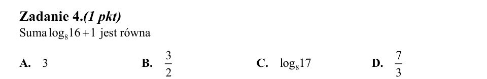 Zadanie 4: Suma logarytmu i jedynki - matura matematyka 2014