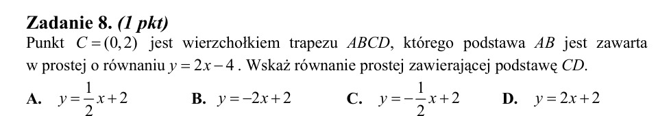 Zadanie 8: Równanie podstawy trapezu - matura matematyka 2014
