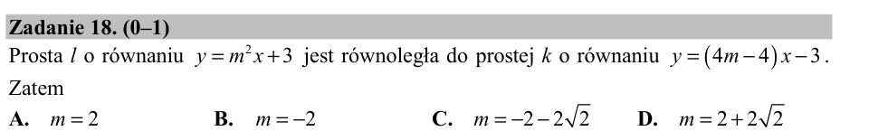 Zadanie 18: Proste równoległe - matura matematyka 2015