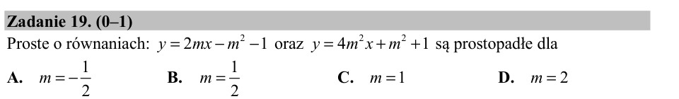 Zadanie 19: Proste prostopadłe - matura matematyka 2015