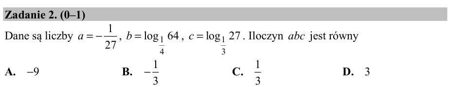 Zadanie 2: Iloczyn trzech liczb - matura matematyka 2015