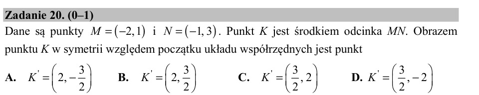Zadanie 20: Obraz środka odcinka - matura matematyka 2015