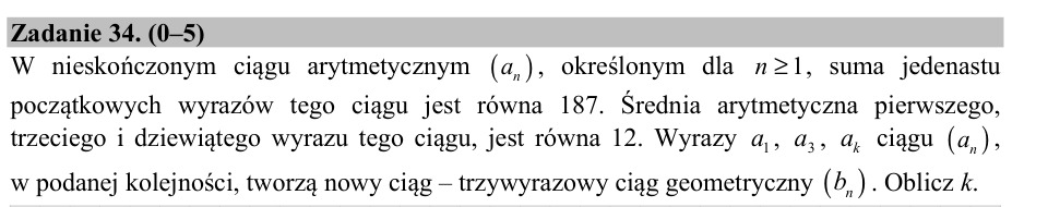Zadanie 34: Numer wyrazu ciągu geometrycznego - matura matematyka 2015