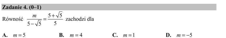 Zadanie 4: Wartość liczby m - matura matematyka 2015