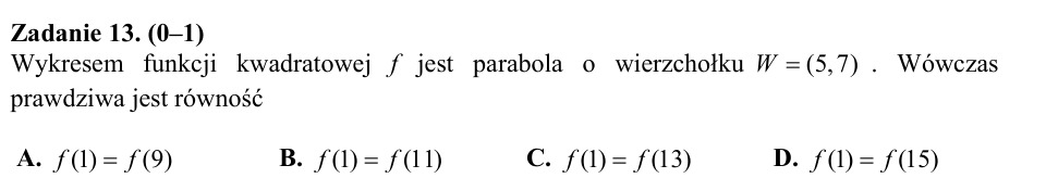 Zadanie 13: Równe wartości funkcji - matura matematyka 2015