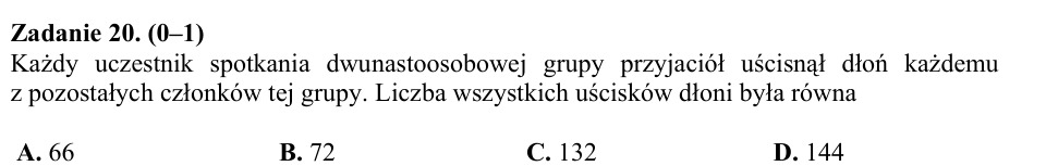 Zadanie 20: Liczba uścisków dłoni - matura matematyka 2015
