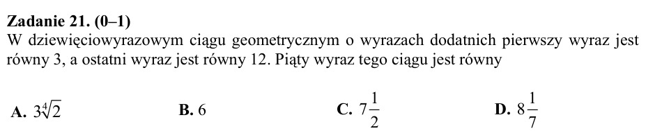 Zadanie 21: Piąty wyraz ciągu - matura matematyka 2015