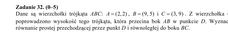 Zadanie 32: Prosta równoległa do boku - matura matematyka 2015