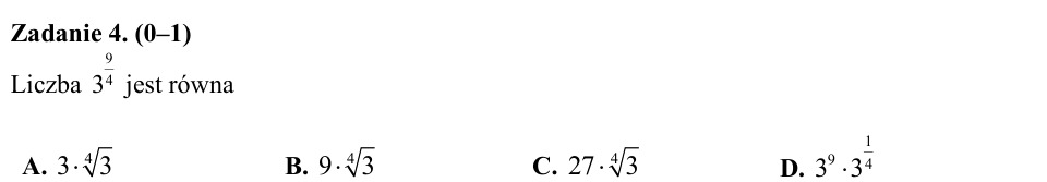 Zadanie 4: Potęga o wykładniku wymiernym - matura matematyka 2015