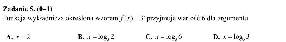 Zadanie 5: Argument funkcji wykładniczej - matura matematyka 2015