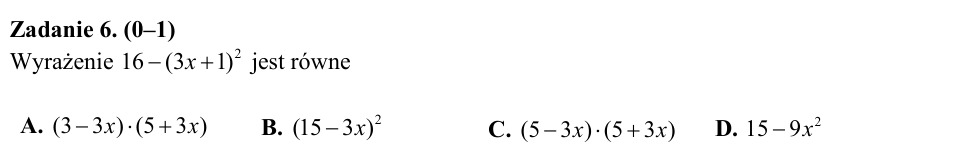 Zadanie 6: Równoważna postać wyrażenia - matura matematyka 2015
