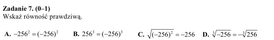 Zadanie 7: Prawdziwa równość pierwiastków - matura matematyka 2015