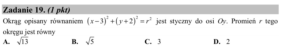Zadanie 19: Promień okręgu stycznego - matura matematyka 2015