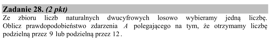 Zadanie 28: Prawdopodobieństwo podzielności liczby - matura matematyka 2015