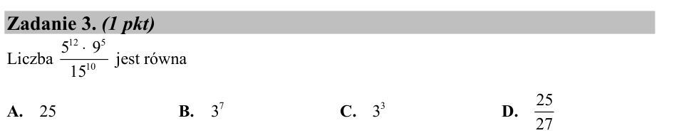 Zadanie 3: Wartość iloczynu potęg - matura matematyka 2015