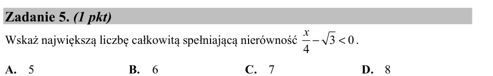 Zadanie 5: Największa liczba całkowita - matura matematyka 2015
