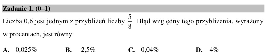 Zadanie 1: Błąd względny przybliżenia - matura matematyka 2015