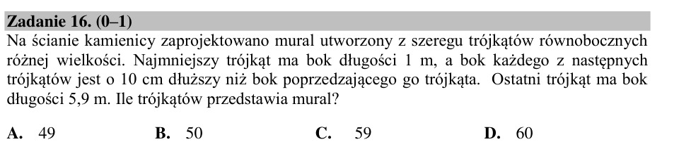 Zadanie 16: Liczba trójkątów na muralu - matura matematyka 2015