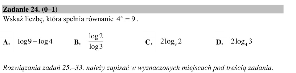Zadanie 24: Rozwiązanie równania wykładniczego - matura matematyka 2015