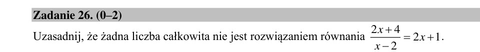 Zadanie 26: Brak rozwiązań całkowitych - matura matematyka 2015