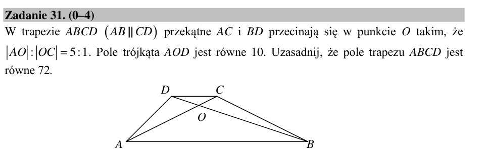 Zadanie 31: Pole trapezu ABCD - matura matematyka 2015