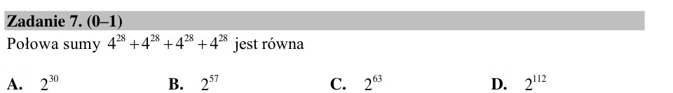 Zadanie 7: Połowa sumy potęg - matura matematyka 2015