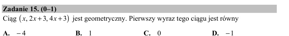 Zadanie 15: Pierwszy wyraz ciągu - matura matematyka 2016