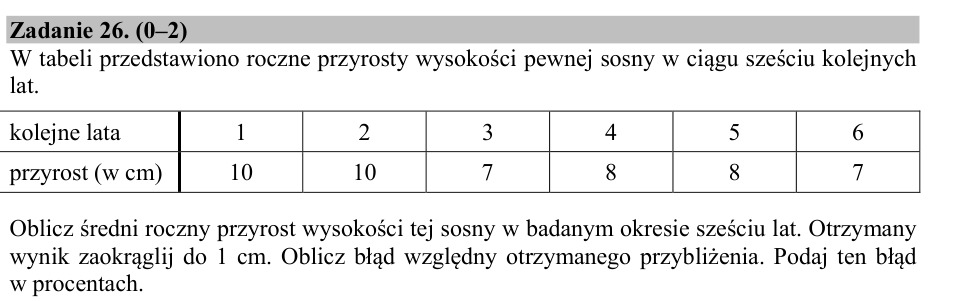 Zadanie 26: Błąd względny przyrostu - matura matematyka 2016