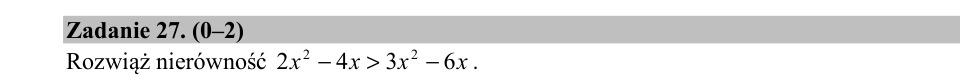 Zadanie 27: Nierówność kwadratowa - matura matematyka 2016